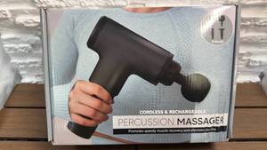 lot 225 image: Cordless Rechargeable Percussion Massager w 4 Heads 2000mAh 24W