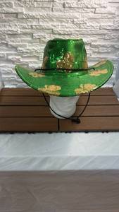 lot 238 image: Sequin Cowboy Hat (Green & Gold Shamrock)