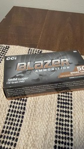 lot 254 image: Blazer 9mm - FMJ 115 Grain - New in box 50 rounds