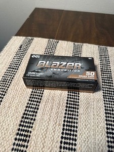 lot 256 image: Blazer 9mm - FMJ 115 Grain - New in box 50 rounds
