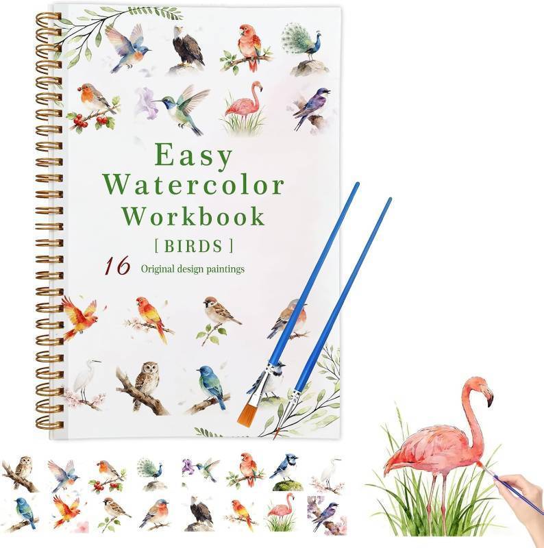 lot 13339 image: Watercolor Workbook Birds Watercolor Book for Beginners & Kids, 12 Colors