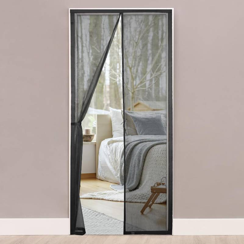 lot 7441 image: Magnetic Screen Door, Auto Closure, Black, 39x81 in Heavy-Duty Bug Screen