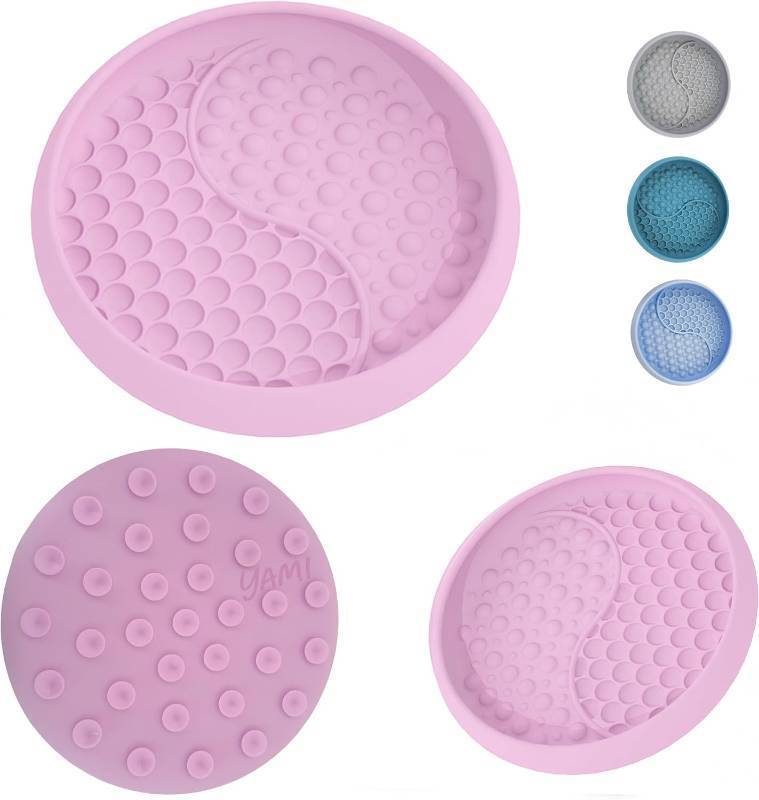 lot 21054 image: YAMI Dog Lick Bowl & Mat, Slow Feeder, Enrichment Toy, Silicone, Light Pink