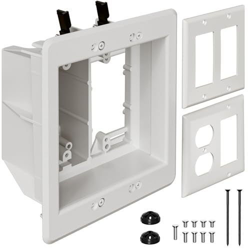 lot 21285 image: TVBU505-1 Recessed Outlet Box, 2-Gang Wall Mount Retrofit Box