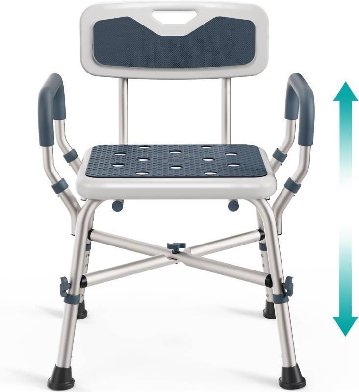 lot 2125 image: PELEGON Shower Chair for ElderlyDisabled (450lb) with Padded Armrests