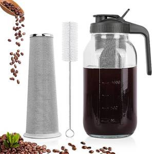 lot 10606 image: Cold Brew Coffee Maker, 64 oz Mason Jar Pitcher with Stainless Steel Filter