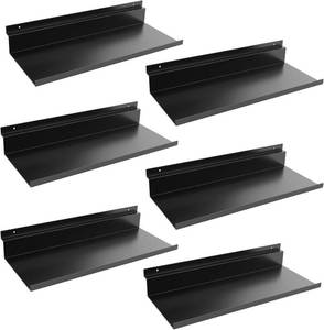 lot 10607 image: 5 Pack 12.5x5 Metal Slatwall Shelves, Heavy-Duty Slatwall Hanging Shelves