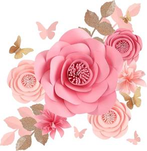 lot 10609 image: Fonder Mols 3D Paper Flowers for Wall, Blush Pink (Set of 16) Backdrop