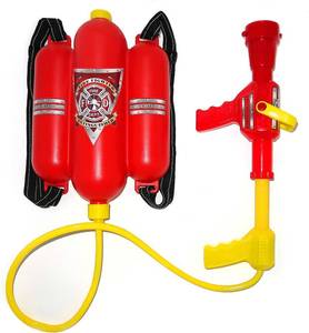 lot 10626 image: 4Es Novelty Firefighter Backpack Water Gun Blaster Tank with Hose