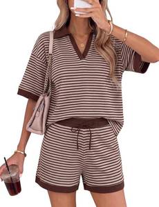 lot 10642 image: Womens Shorts Striped Waffle Knit Summer shorts small