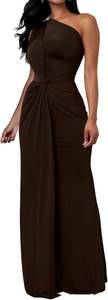 lot 10647 image: Memoriesea Womens Sleeveless One-Shoulder Bodycon Evening Maxi Dress Large