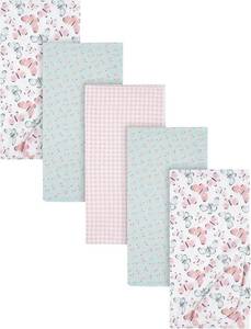lot 10652 image: Gerber Newborn Swaddle Blanket 100% Cotton Flannel Butterfly White Pack of 5