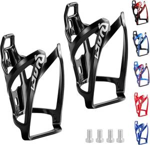 lot 10655 image: Suruid Ultra-Light Bike Water Bottle Cage - Universal Holder, 2 Pack Black