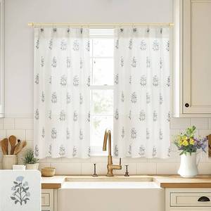 lot 10672 image: Lino Rosa Bathroom Curtains, 45-Inch Pinch-Pleated Sheer Privacy, Floral