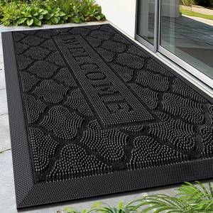lot 10679 image: FRAMICS Welcome Mats for Front Door, 17x30 Rubber Doormat Non Slip, Black
