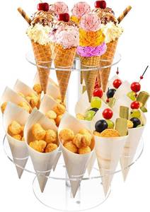 lot 10682 image: 2-Tier Acrylic Ice Cream Cone Holder 24-Hole Waffle Stand