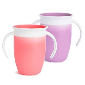 lot 10689 image: Munchkin Miracle-360 Sippy Cup Transition Handles, 7oz, 2 Pack, PinkPurple
