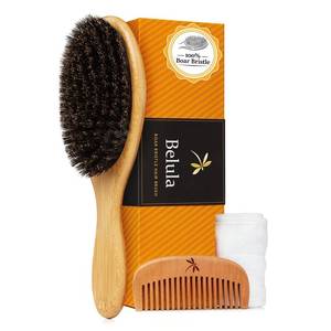 lot 10695 image: Belula 100% Boar Bristle Hair Brush Set, Medium, for Thin and Fine Hair