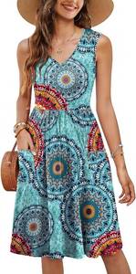 lot 10703 image: RUMIA Sleeveless Casual Dress with Pockets for Women Beach Coverup (Medium)