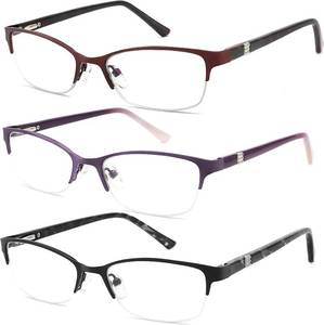 lot 10714 image: 3 Pack Reading Glasses for Women Blue Light Metal Half Frame 2.00