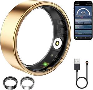 lot 10727 image: Smart Ring for Women & Men, Heart Rate, SpO2, Sleep Tracker, IP68 (Gold #7)