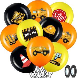 lot 10728 image: Zomiboo 45 Pcs Construction Birthday Party Balloons, 12 Inch Truck Theme