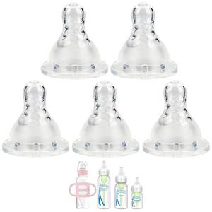 lot 10742 image: Dr. Browns Level 2 Silicone Nipple, Narrow Bottle, Medium Flow, 3m, 6 Count