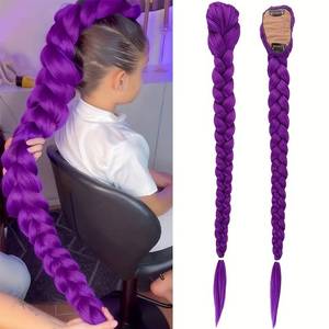 lot 10746 image: Kpop Purple Pigtail Y2K Cosplay Hair Extensions with Laser Wire Ponytail