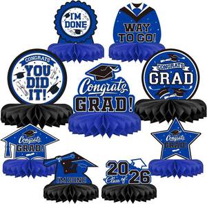 lot 10786 image: 9PCS Graduation Party Class of 2026 Centerpiece Table Toppers gold and black