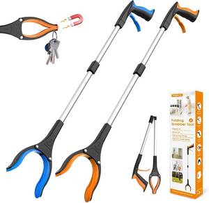lot 10793 image: 32 Grabber Reacher Tool, 2-Pack Foldable with 360  Jaw & Magnet