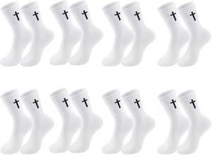 lot 10807 image: 8 Pairs Cross Socks, Christian Socks for Men Women,US Size 6-12