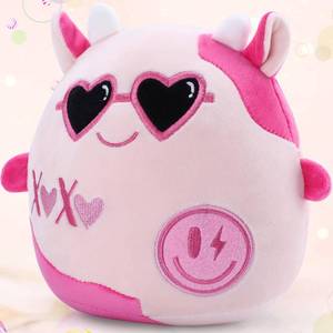 lot 10814 image: Preppy Cow Stuffed Plush Toys Cute Pink Cow Plush - Birthday & Easter Gifts