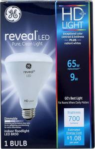lot 10830 image: GE Lighting 3894748 HD Plus 9W BR30 Halogen Bulb, 700 Lumens Floodlight