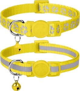 lot 10841 image: Taglory 2 Pack Reflective Breakaway Cat Collar with Bell, Yellow