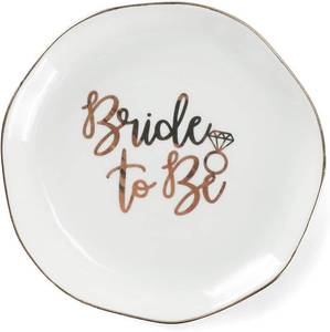 lot 10842 image: Wedding Ring Dish For Bride-Bride To Be Jewelry Dish Tray-Ceramic White