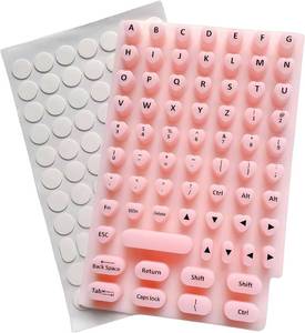 lot 10858 image: Keyboard Stickers for Long Nails - Silicone Bubbles, Nail Keycaps Pink 70Pcs