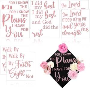 lot 10859 image: MotiMind 8 Pcs Glitter Graduation Cap Topper Stickers - DIY Grad Caps