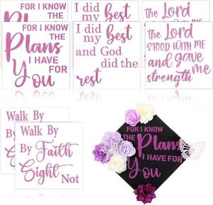 lot 10874 image: MotiMind 8 Pcs Graduation Cap Topper Glitter Stickers Self Adhesive Purple