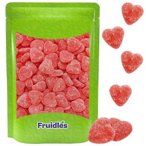 lot 10894 image: Fruidles Half-Pound Cherry Hearts Sanded Gummi Jelly, 5g Candies, 30 Pcs