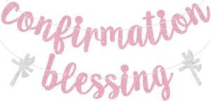 lot 10896 image: Pink Glitter Confirmation Blessing Banner - Confirmation & Baptism