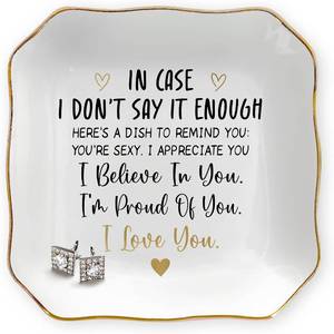 lot 10900 image: OASSIE 4x4 Ceramic Jewelry Dish - Anniversary Gift for Women, Gift for Her