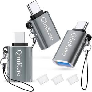 lot 10920 image: QimKero USB-C to USB 3.0 Adapter 3-Pack, USB-C Male to USB-A Female, OTG