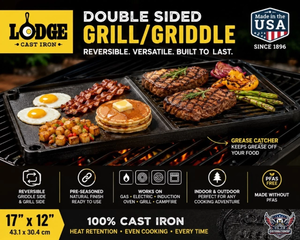 lot 109 image: Lodge Double Sided GrillGriddle 17 x 12 Inches  - Retail $30