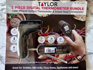 lot 118 image: Taylor 2 Piece Digital Thermometer Bundle Laser Infrared Surface  - Retail $20