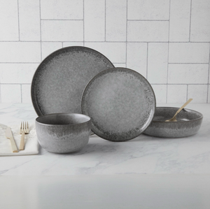 lot 129 image: Denmark 16 Piece Stoneware Dinnerware Set Grey - Retail $47