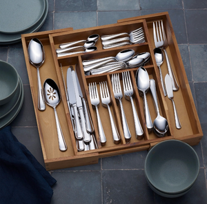 lot 134 image: Mikasa Virtuoso 114-piece Flatware and Caddy Set - Retail $197
