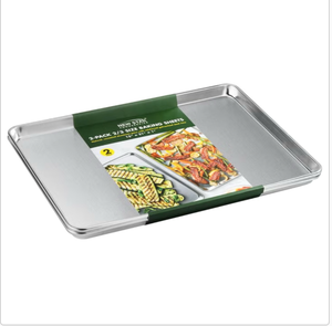 lot 164 image: New Star Foodservice Aluminum Baking Sheet Pan, 23 Size, 15W x 21L x 1D, 2 ct - Retail $17