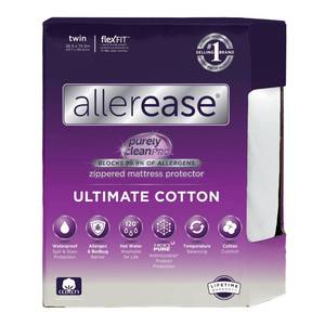lot 10874 image: AllerEase Twin Mattress Protector Waterproof Zippered and Pillowcase