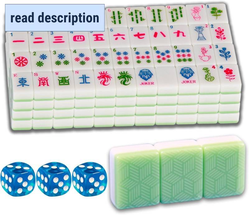 lot 231647 image: Green Mahjong Set 166 American Mahjong Set 1.2-inch Mahjong Tile Set and 4PCS Mahjong Cards