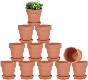 lot 242233 image: 2.5 Inch Terracotta & Clay Pots for Plant with Saucer, 10 Pack